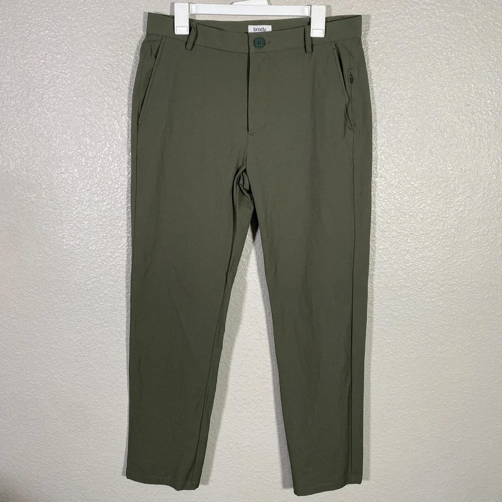 Brady Pants Mens 33x30‎ Green Golf Stretch Chino Performance Casual Straight